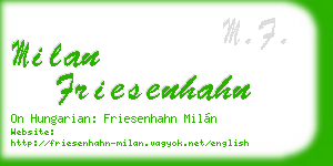 milan friesenhahn business card